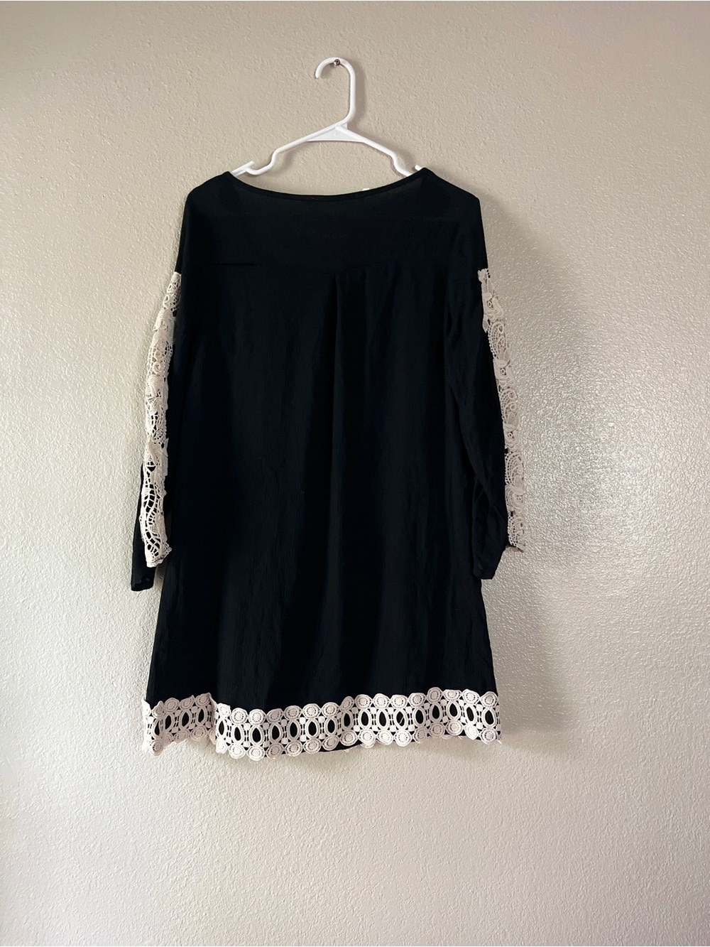 Available by angela fashion with Ivory Crochet Trim - Women's Tunic Dress black - Picture 6 of 7